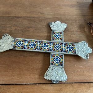 Decorative Ceramic Cross with Mosaic Design